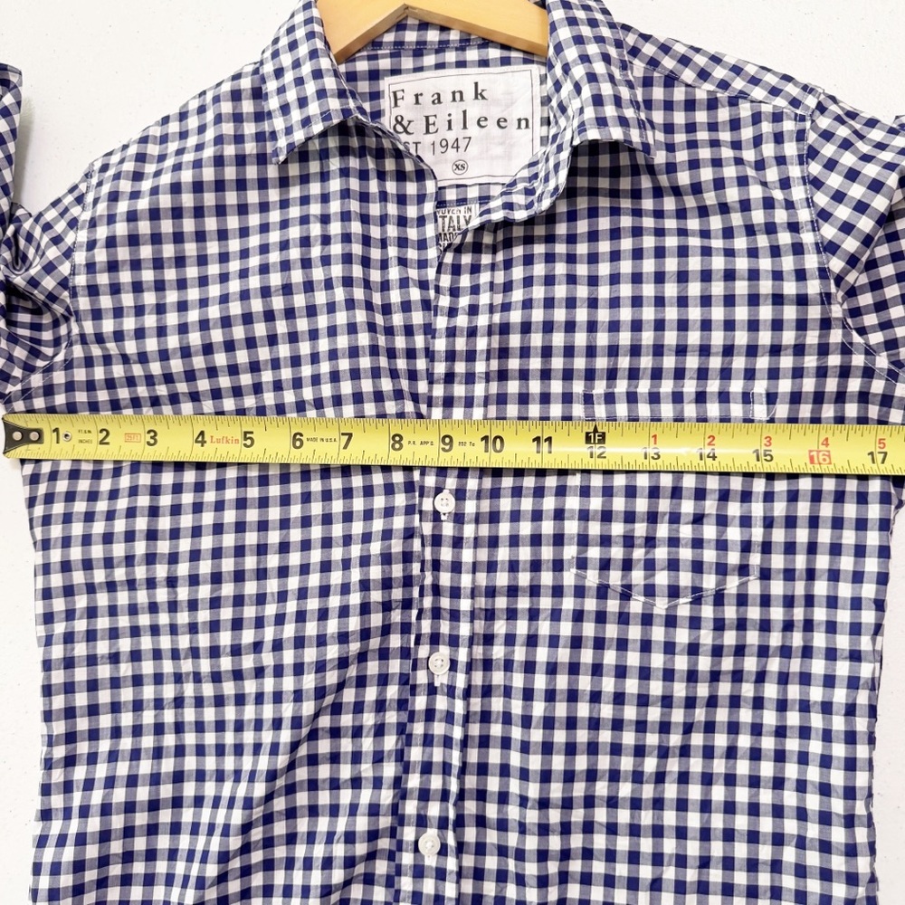 Frank & Eileen Barry Blue Gingham Button Front Top XS - Picture 10 of 13